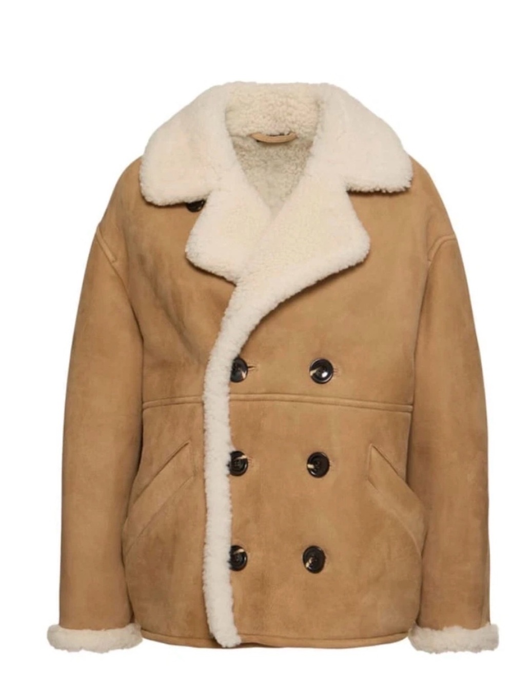 French SOEUR Shearling & Suede Double Breasted Bonn Jacket Sz 0/XS